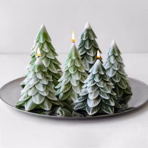 Festive Evergreen Tree Decorative Candle