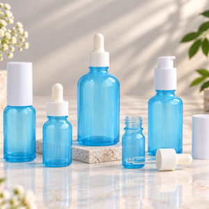 Light Blue Glass Skincare Dropper Bottle