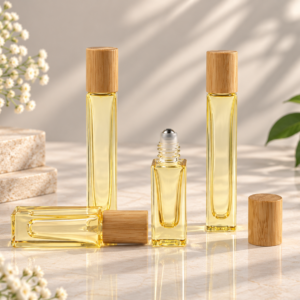 Natural Square Light Yellow Glass Roller Perfume Bottle