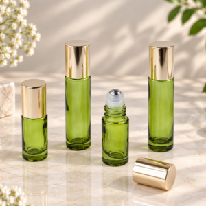 Olive Green Glass Roller Perfume Bottle