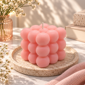 Pink Cube Puzzle Ball Candle