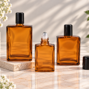 Square Amber Glass Roller Perfume Bottle