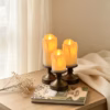 Vintage Bronze LED Pillar Candle Set