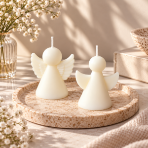 White Angel Wing Sculptural Candle Set